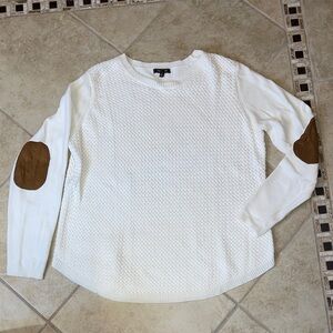 Let’s & Me Cream Sweater with Brown Elbow Patches XL